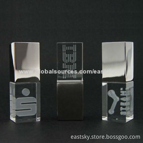 Custom Crystal USB Flash Drive, Different Light Colors, Attractive and Elegant Crystal, Shiny